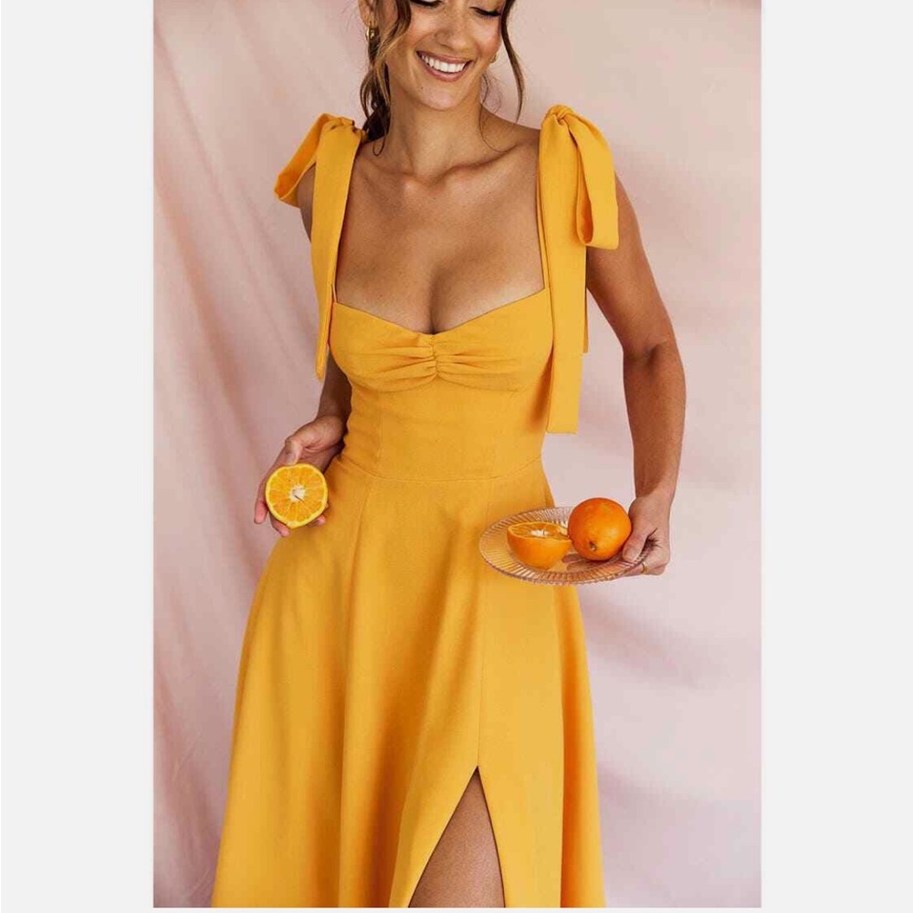 House of CB Alicia Midi Tie Shoulders Sundress Orange